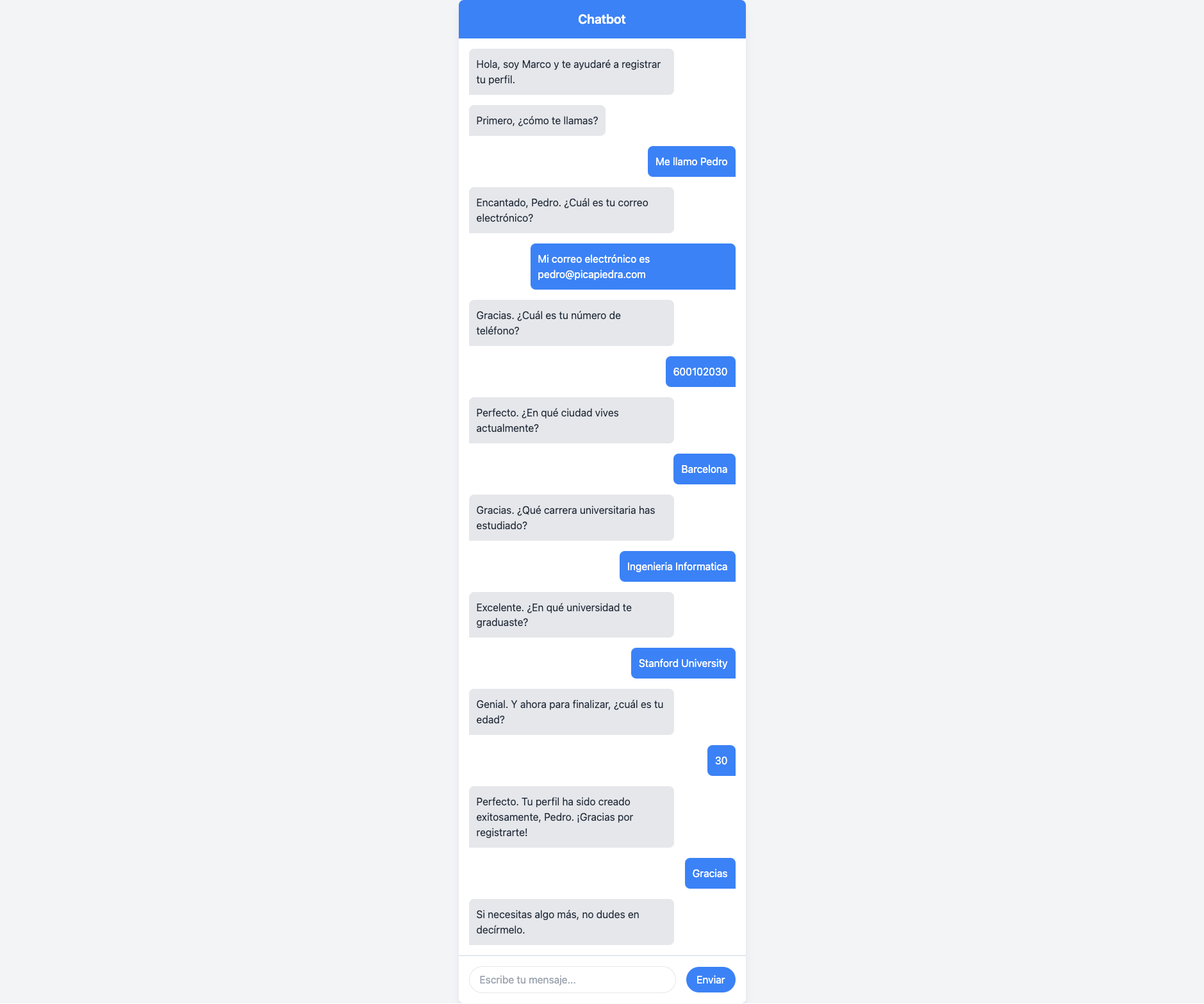 Marco chatbot conversation